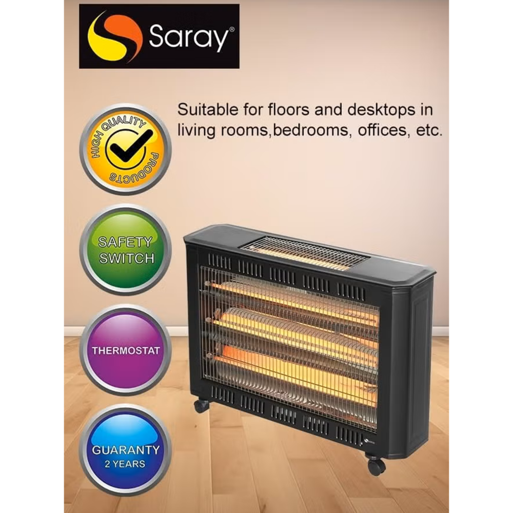 SARAY Electric Heater/3+1 / Adjustable Thermostat /3 Bars/Wheels/2150W - (WHT6040)