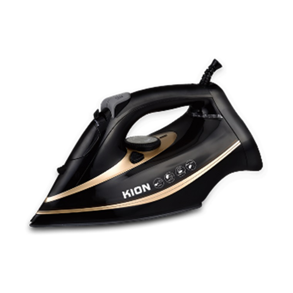 KION Steam Iron/Ceramic/380ml/2200W/SELF-CLEANING FUNCTION/Black- (KGC/1001)