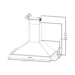 Midea Built-In Hood / 90 cm / Pyramid / Steel - (90A43)