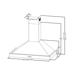 Midea Built-In Hood / 90 cm / Pyramid / Steel - (E90AEW2A43)