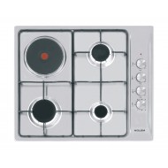 GlemGas Builtin Gas+Electric Hob/60cm/3 Burner + 1 Hotplate - (GTL647IX)