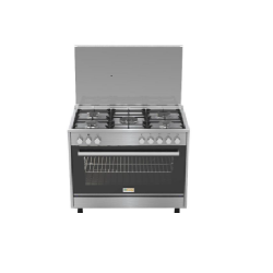 Homy Gas Cooker / 90X60cm / 5 Burner + Electric Oven / Electric Grill / Fan / Full Safety / Steel - (HOMPRO96X)