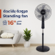 KION STAND FAN /16"/ 5 Plastic BLADES/ 3 SPEED / Remote Control / / Black / 65W - (KHD/607)