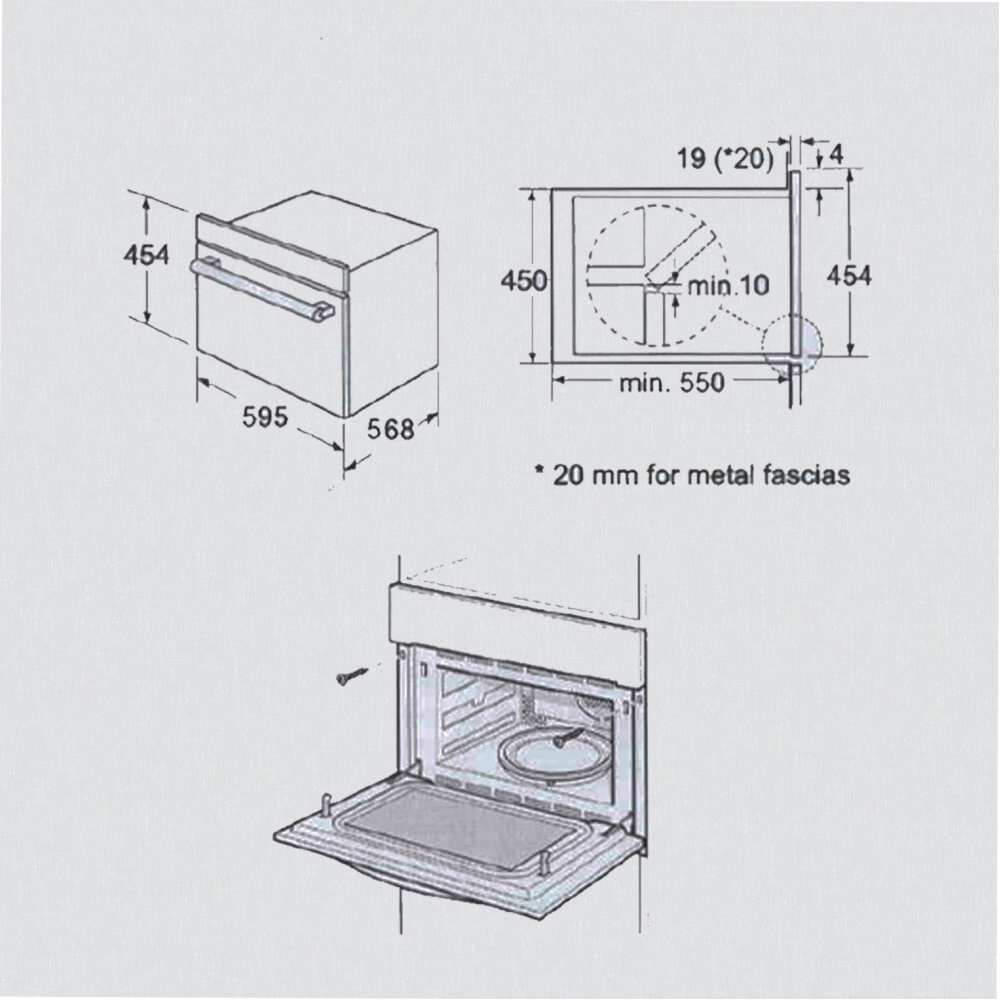 Kelvinator Built In Microwave / Grill / 44Ltr / 3200W / Steel - (KMB44)