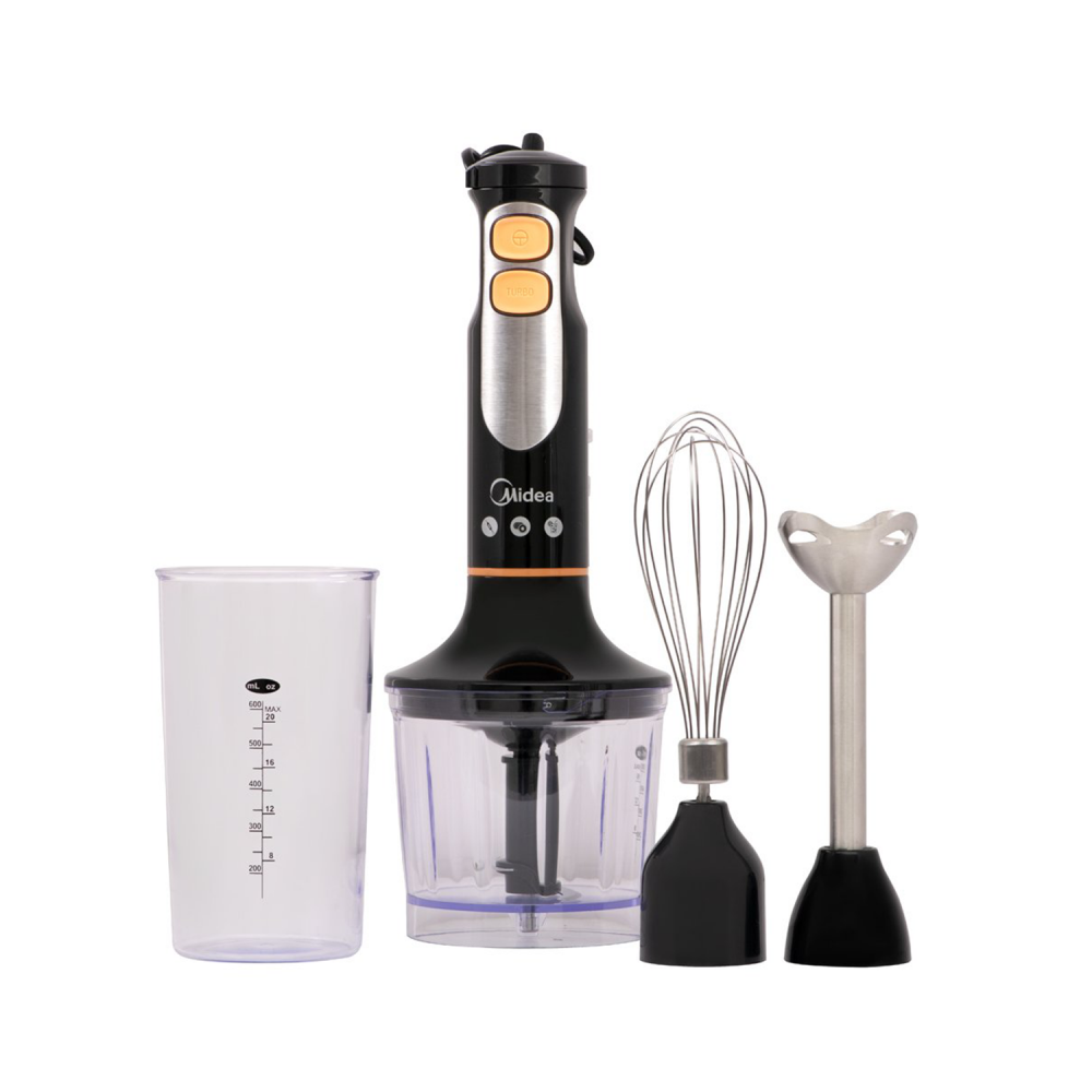Midea Hand Blender / 1.65 Ltr Bowl / 0.6 Ltr Measuring Cup / Steel blades / 400 W / Black - MJBH4001W