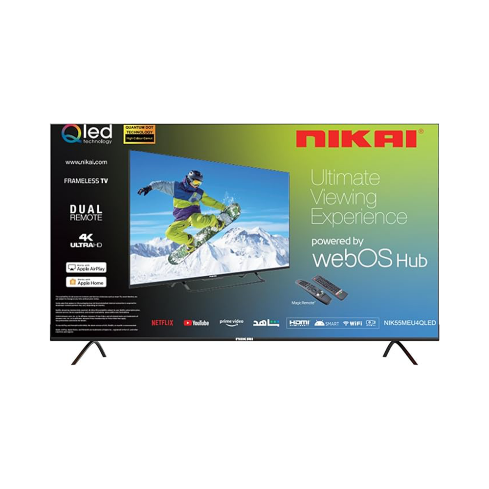 Nikai 55" TV UHD (WebOs) / 4K / Smart / Frameless design / 2USB / 3HDMI - (NIK55MEU4QLED)