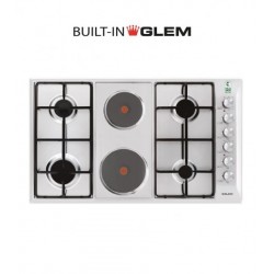 GlemGas Builtin Gas+Electric Hob/90cm/4 Burner + 2 Hotplate - (P9LVCI)