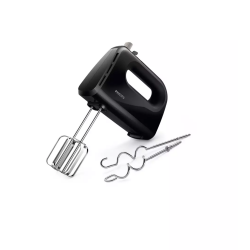 Philips Hand Mixer/5 speeds + Turbo/egg beater + dough hooks/280W/Black (HR3704/11)