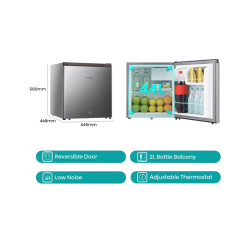 Hisense Office Refrigerator / 1.5 cu/ft (44ltr) / Silver - (RL06D2NK)