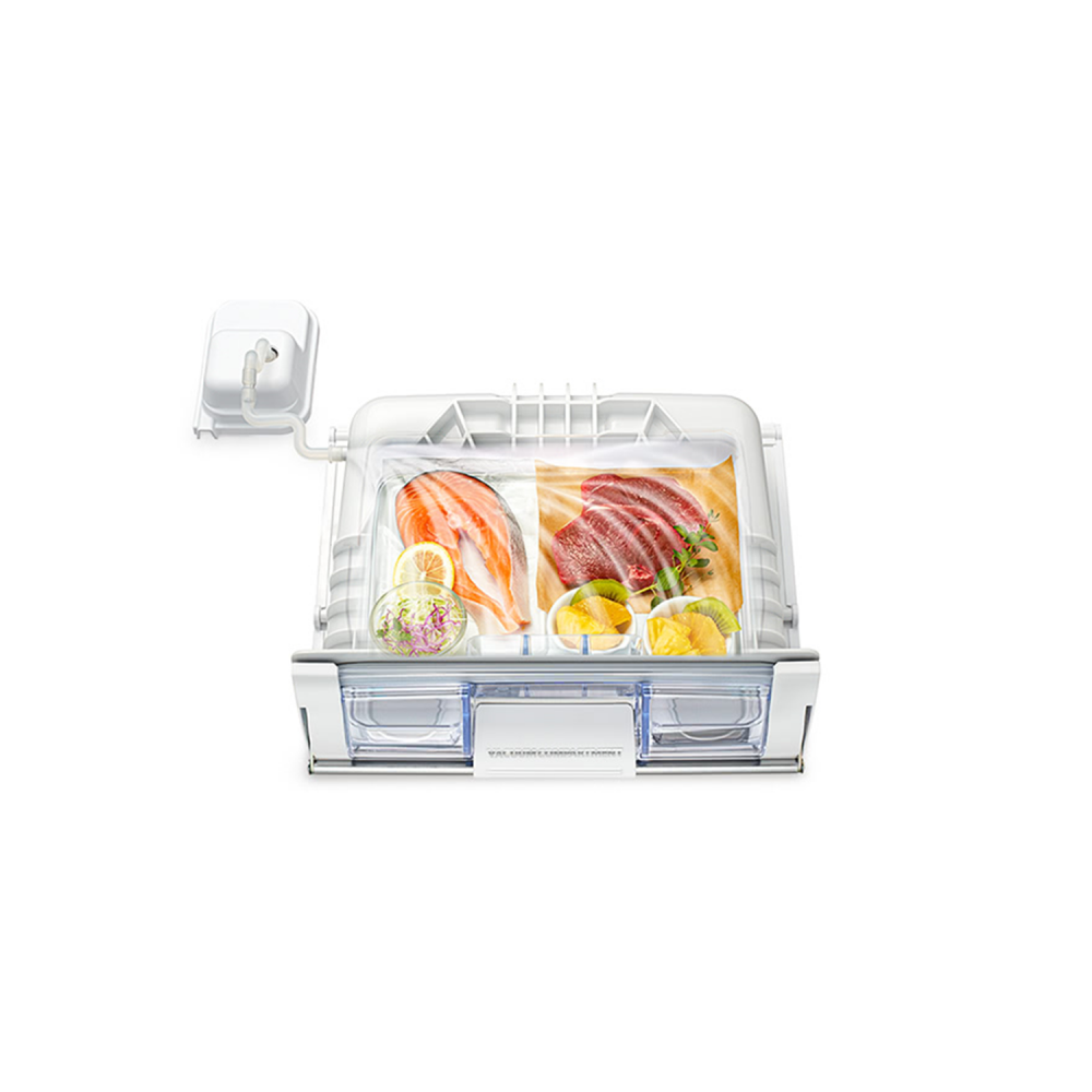 Hitachi Side by Side Deluxe French Door Refrigerator / Inverter / 20.80 cu/ft. / Side by Side - 4Door / Clear Black-Glass - (R-WB720PS1GCK)