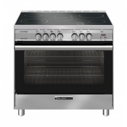 GlemGas Gas-Electric Cooker/90x60/Ceramic Cooker + Gas Oven/5 Hotplate/steel - (SB9624VI)