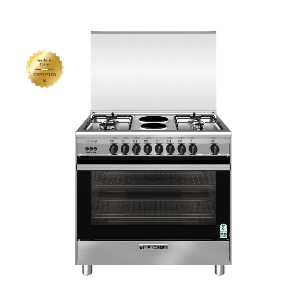 GlemGas Gas-Elec Cooker / 4 Burner + 2 Elec / 90X60 / FS / Steel - (SE966GIFS)