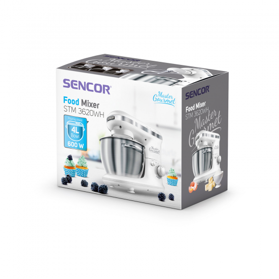 SENCOR Food Mixer / 4Ltr Bowl / 6 Speeds / 600W / White - (STM 3620WH)