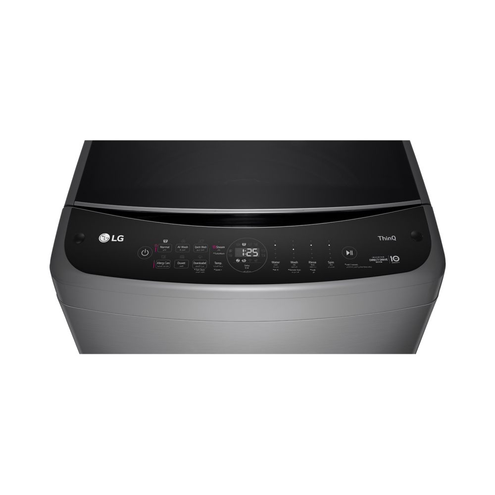 LG Top Load Washing Machine / 19KG  / Wi Fi / Steam / Drying 75% / Inverter / Turbo Wash / ThinQ / Silver- (WTV19HHM)