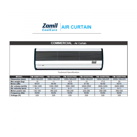 Zamil Air Curtain/200cm/Air Volum2900-3600 m³/h - (FM1220T)