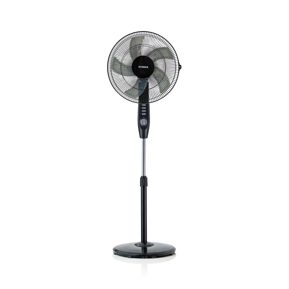 FISHER STAND FAN / 5 Plastic BLADES/ Timer Control  / 3 SPEED / Black / 55W - (FFS-5B3S)