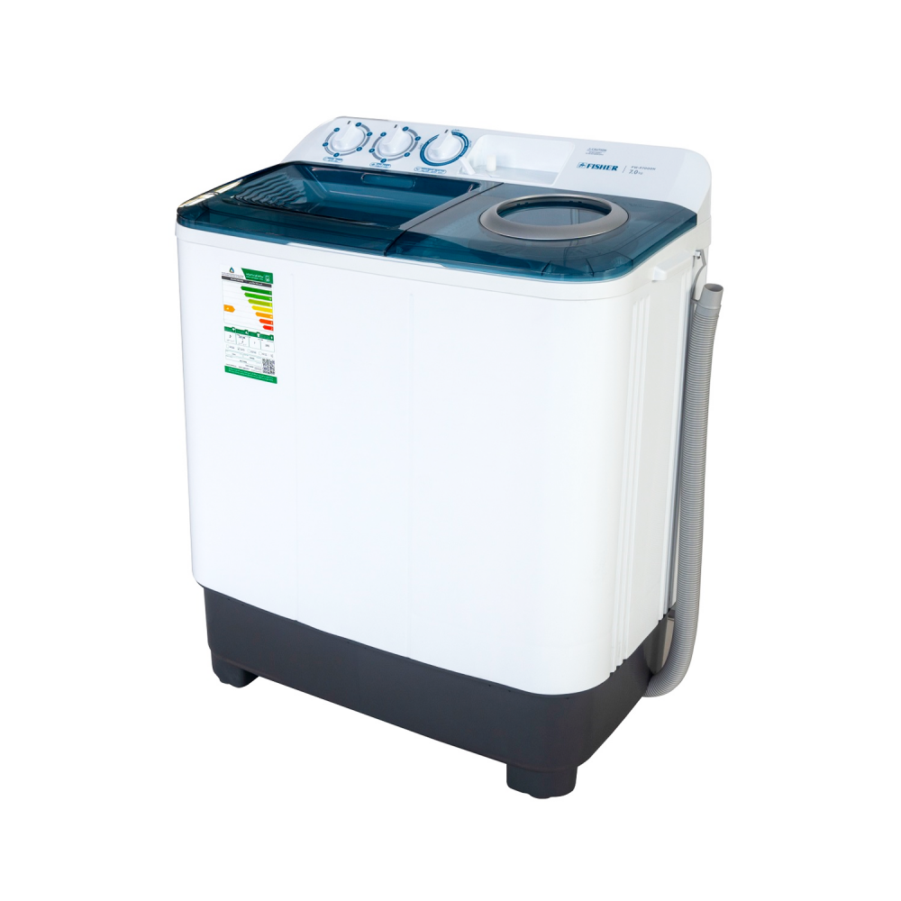 غسالة فيشر حوضين / غسيل 7 كجم / تجفيف 5 كجم / أبيض - (FW-P7000N)