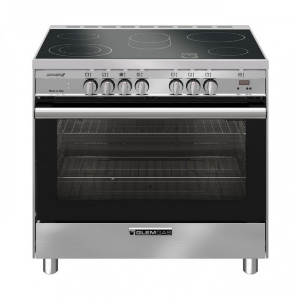 GlemGas Electric Cooker/90x60/Ceramic Cooker/5 Hotplate/steel - (SB9624VI)