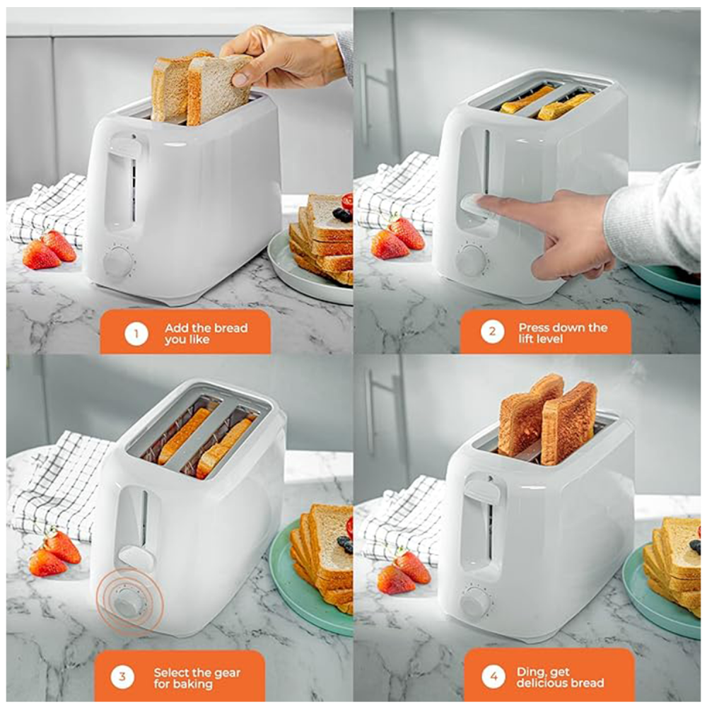 محمصة خبز كهربائية سينكور/ 6 درجات تحميص /2  فتحه / صينية فتات / 700وات / ابيض - (Gbt36515)