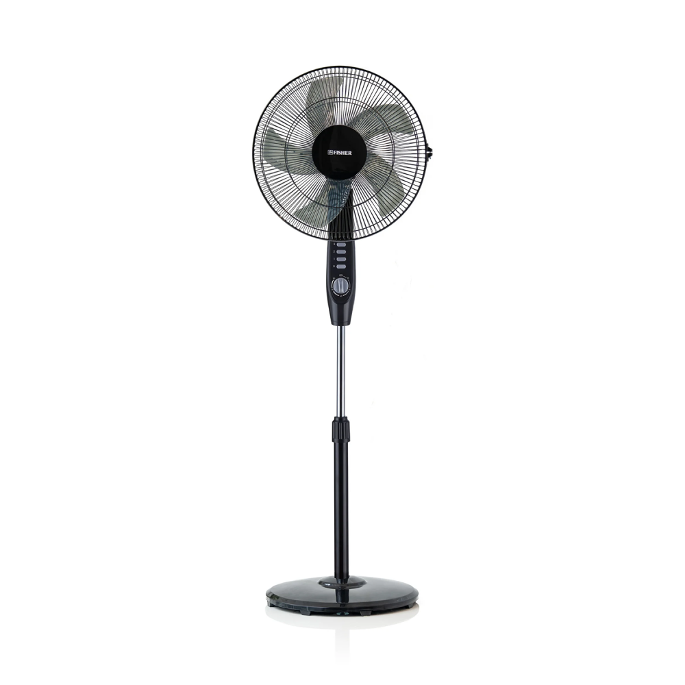 FISHER STAND FAN / 5 Plastic BLADES/ Remote Control  / 3 SPEED / Black / 55W - (FFS-R5B3S)